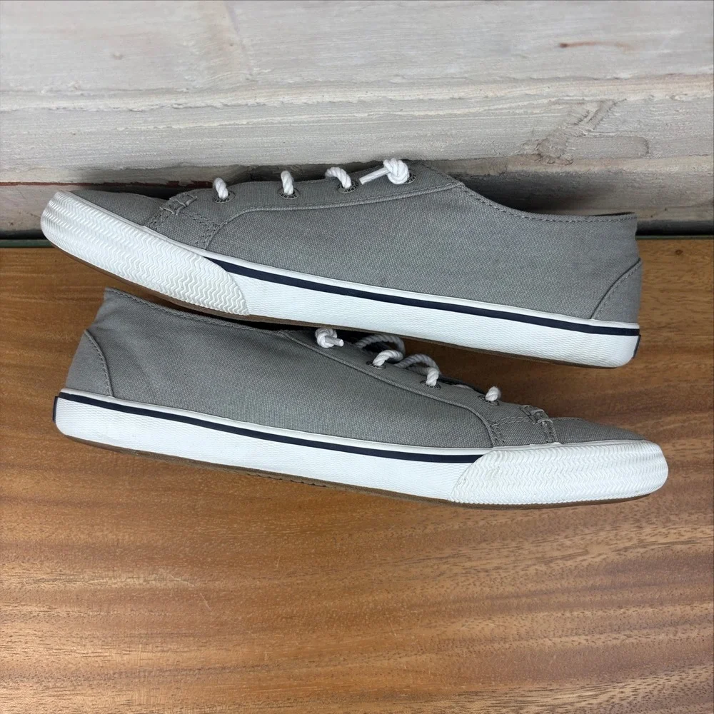 Sperry Lounge Away Women's 8.5 Gray Canvas Boat Shoe Sneakers Clean Girl Sneaker